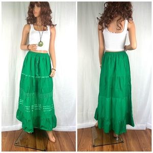 Cottagecore Long Skirt Emerald Green